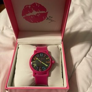 Betsey Johnson pink watch - jelly band. Needs new battery.